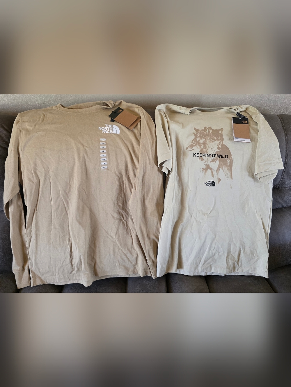 Bundle The North Face Men's Beige Graphic  Long Sleeve & Short.